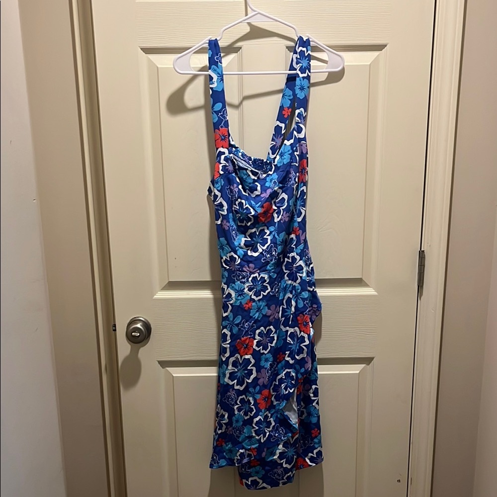 Disney the dress shop stitch Floral Blue and Red Dress
